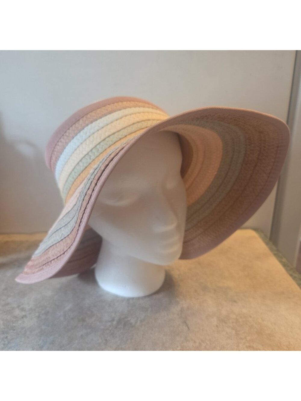 San Diego Hat Co. Visor Wide Brim Straw Hat Striped One Size Fits Most Packable